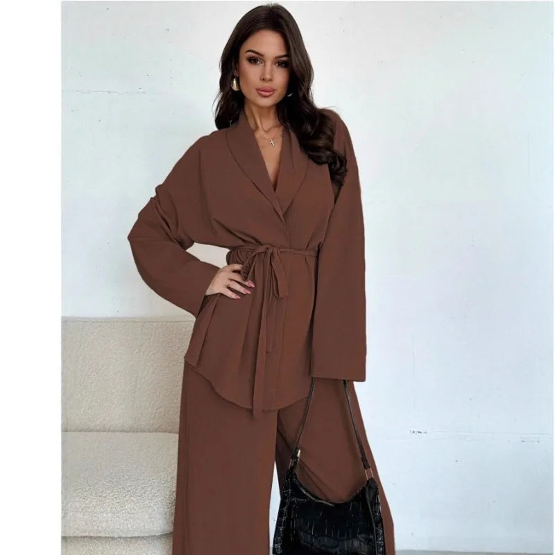 Ensemble Kimono Marron Chic Femme Long