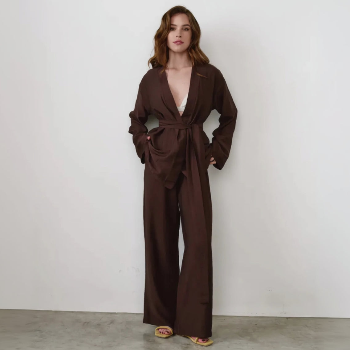 Ensemble Kimono Marron Décontracté Design