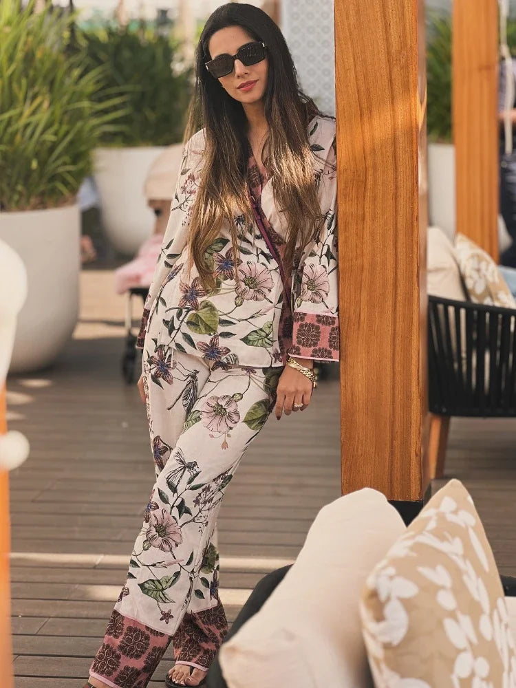 Ensemble Kimono à Motifs Floraux