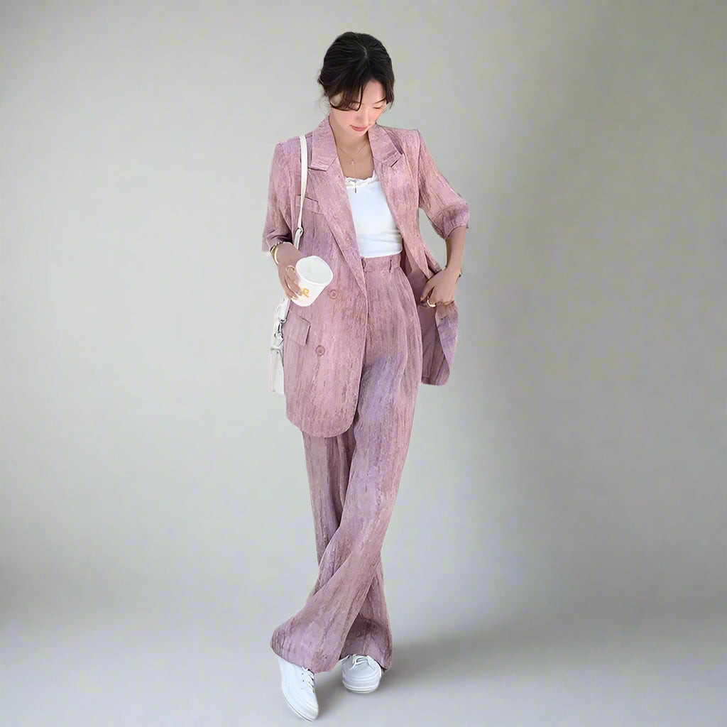 Ensemble Kimono Rose Large à Manches Courtes