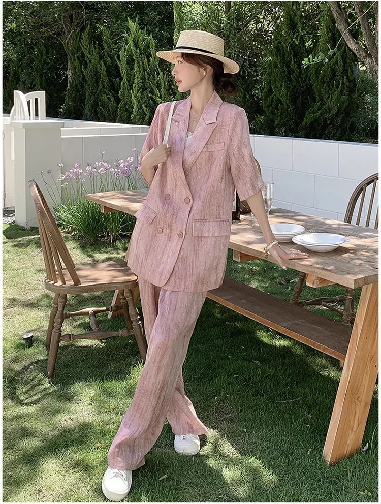 Ensemble Kimono Rose Large à Manches Courtes Soyeux