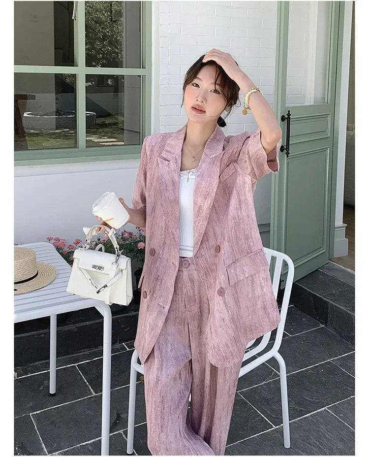 Ensemble Kimono Rose Large à Manches Courtes Été