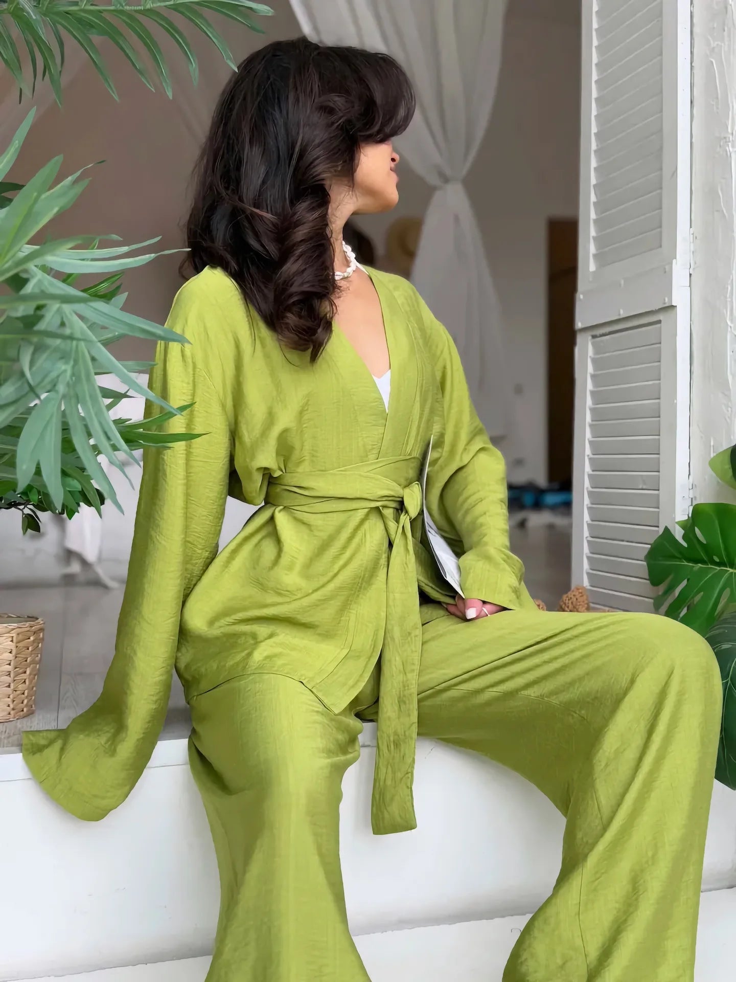Ensemble Kimono Vert Femme Chic