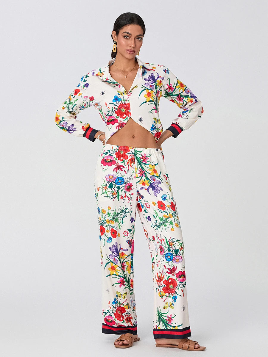 Ensemble Kimono Vintage Floral Blanc