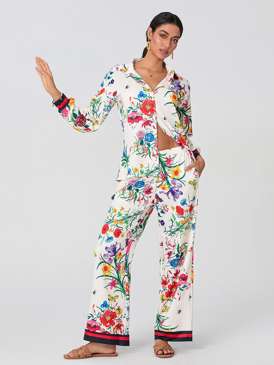 Ensemble Kimono Vintage Floral Blanc Léger