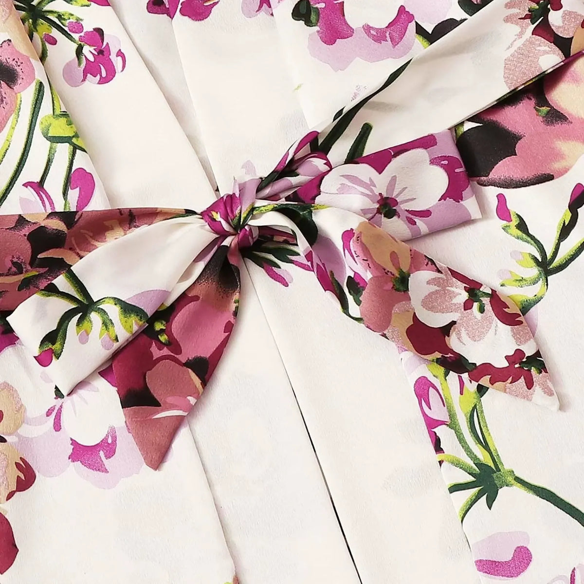 Ensemble Kimono de Nuit Fleuri Nœud du Peignoir 