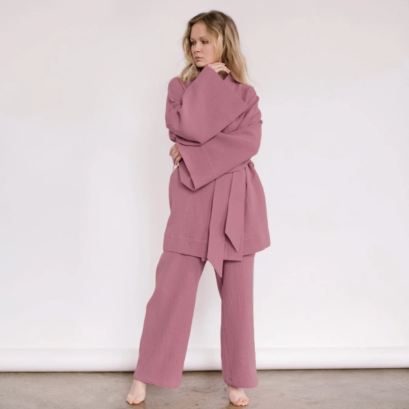 Ensemble Pyjama Ample Stylé Rose Design
