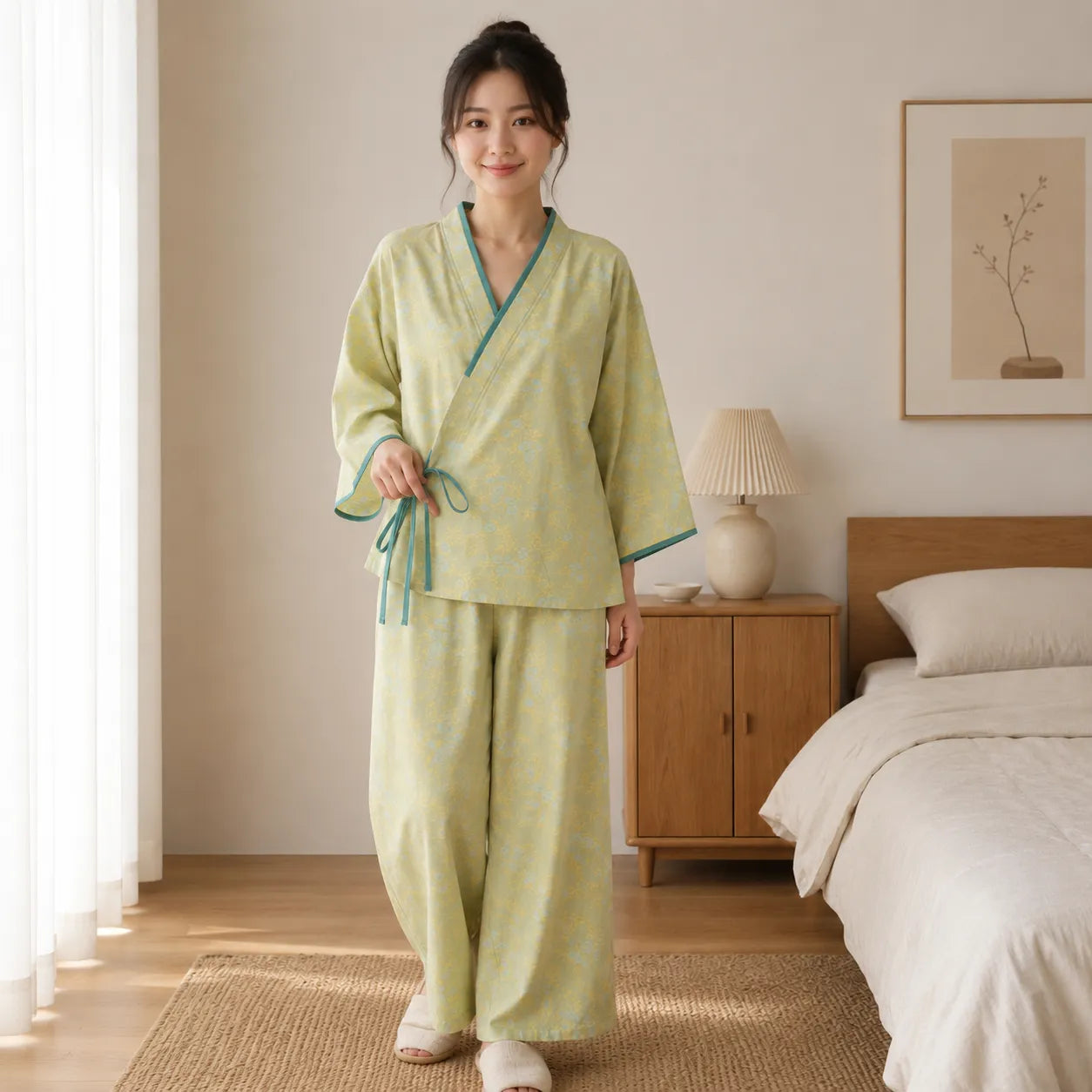 Ensemble Pyjama Kimono Femme Vert