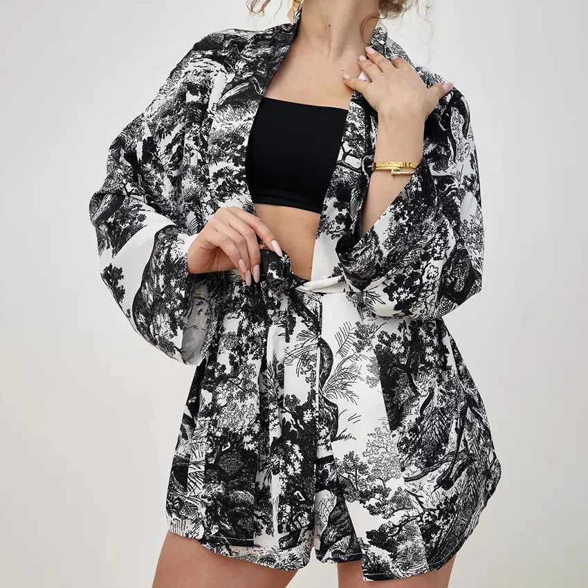 Ensemble Pyjama Short Noir et Blanc