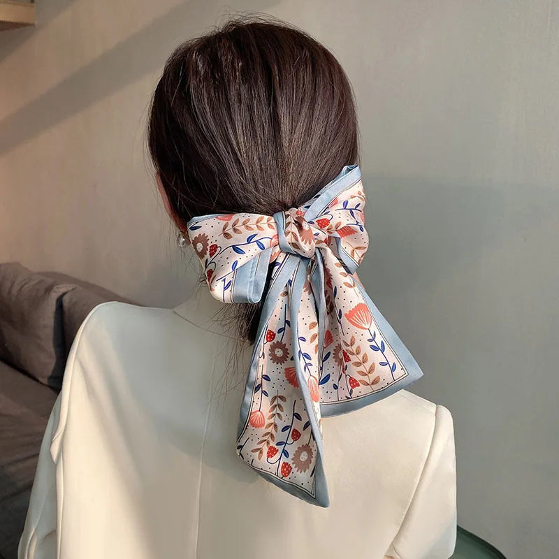 Foulard à Cheveux Bleu Fleuri