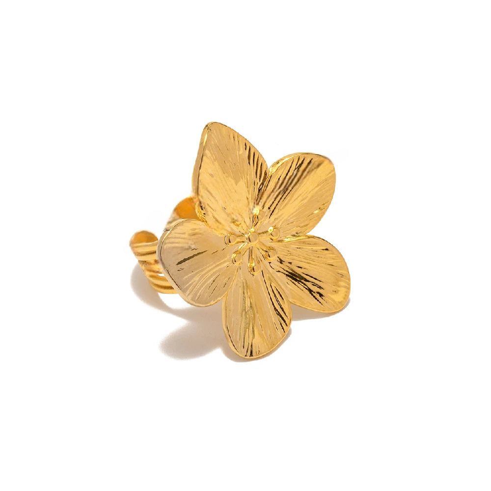 Grande Bague Fleur Doré