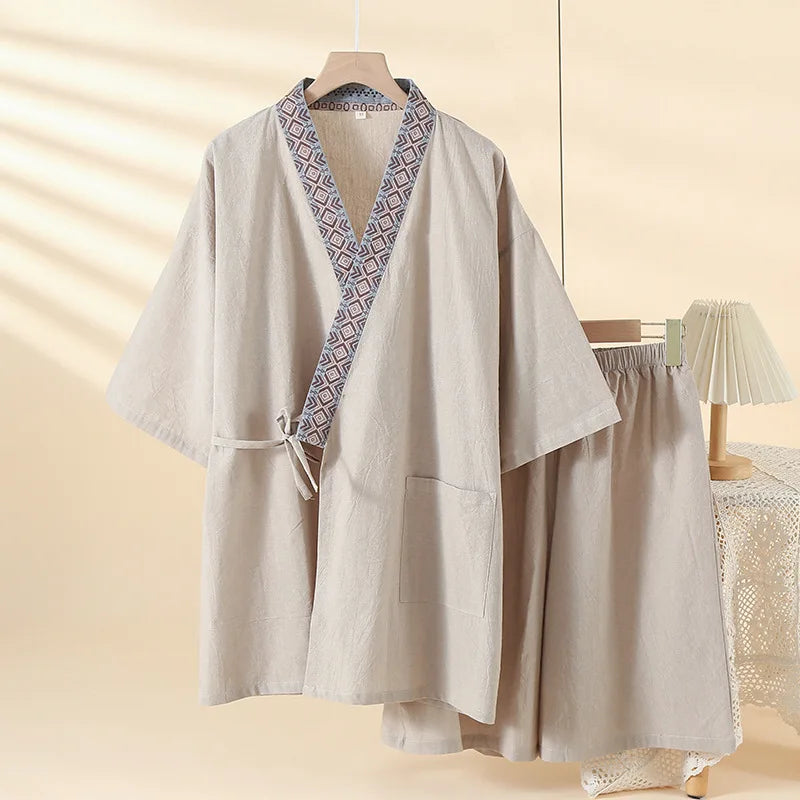 Jinbei Homme Beige Épuré Moderne
