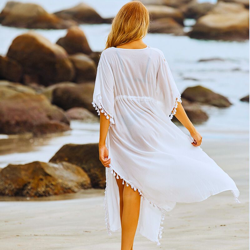 Kimono Plage Femme Blanc