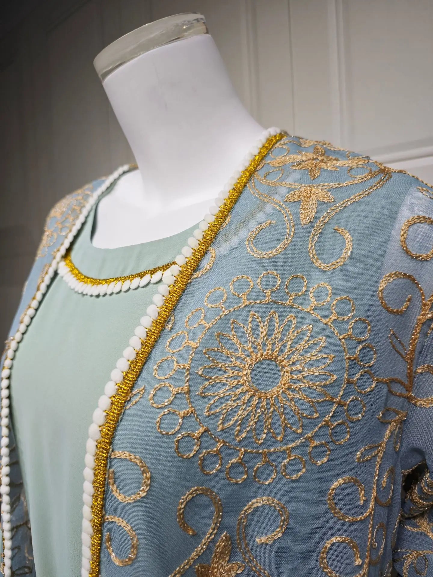 Kimono Abaya 2 pièces Bleu Cérémonial confortable