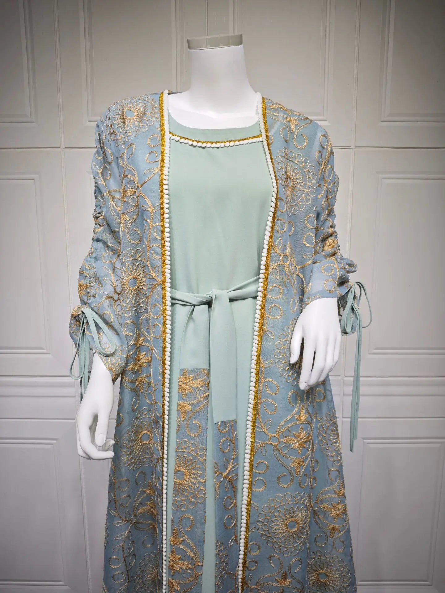 Kimono Abaya 2 pièces Bleu Cérémonial de qualité