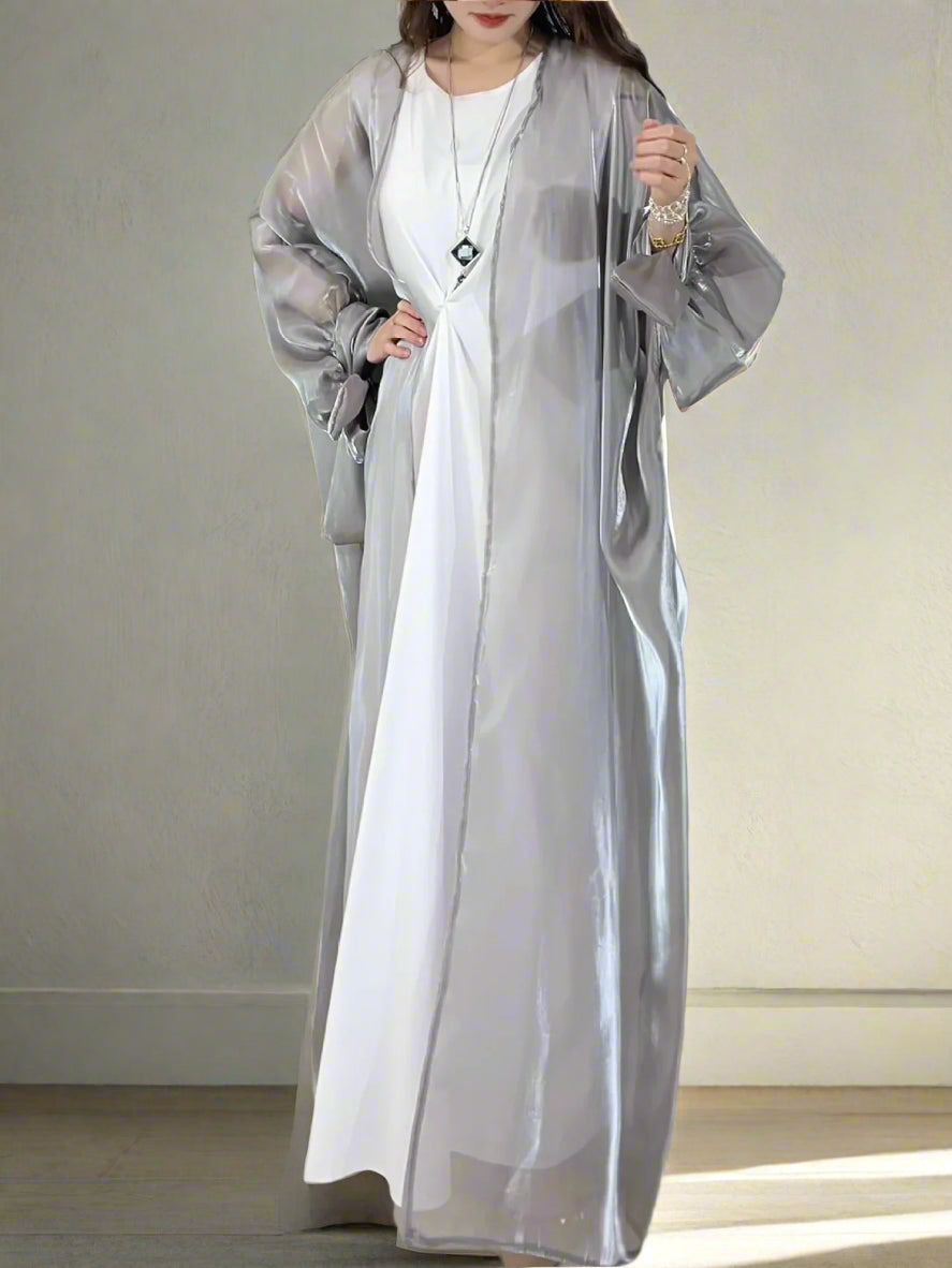 Kimono Abaya Argenté manche fluide