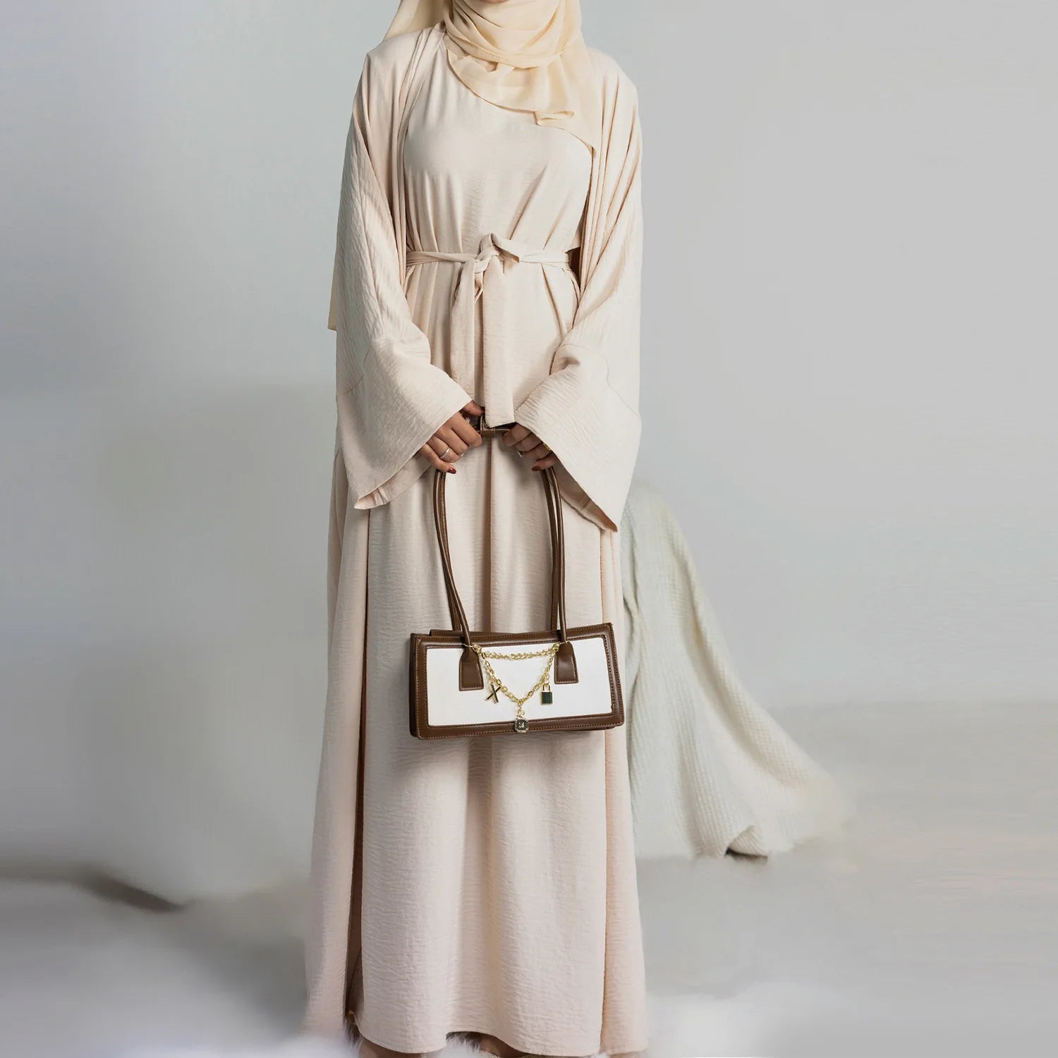 Kimono Abaya Beige 2 Pièces chic