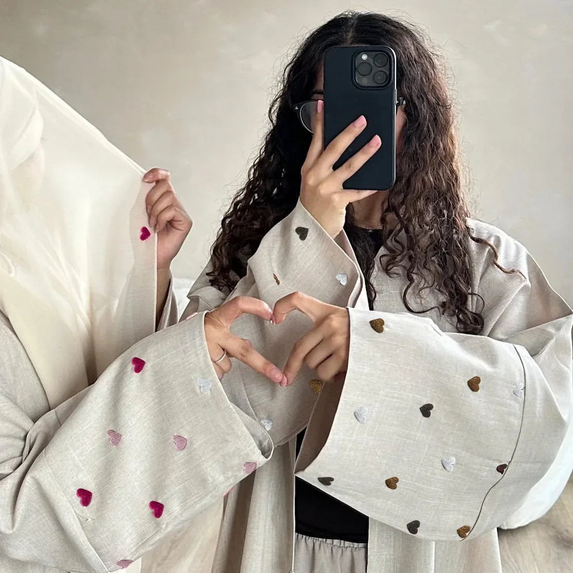 Kimono_Abaya_Beige_en_Lin fluide