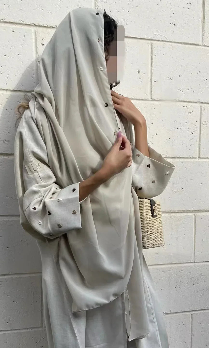 Kimono_Abaya_Beige_en_Lin tendance