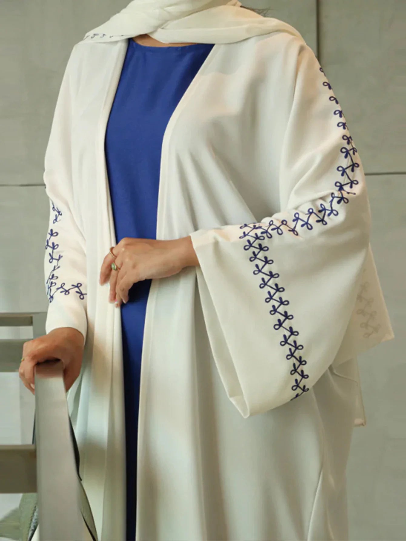 Kimono Abaya Brodé Blanc long