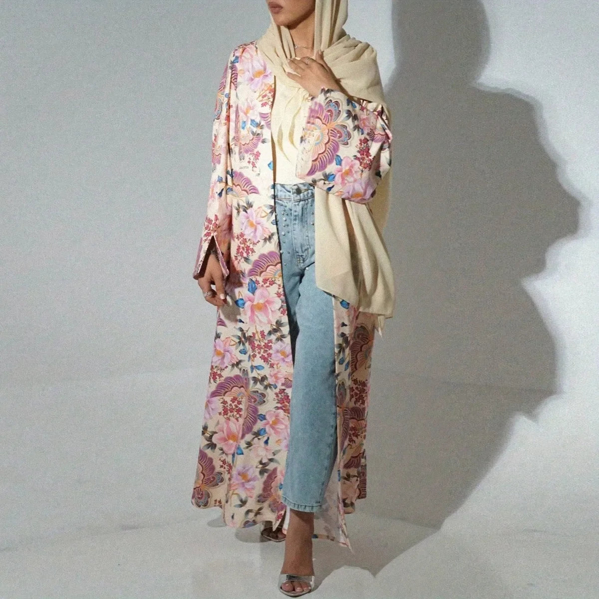 Kimono Abaya Fleuri Rose