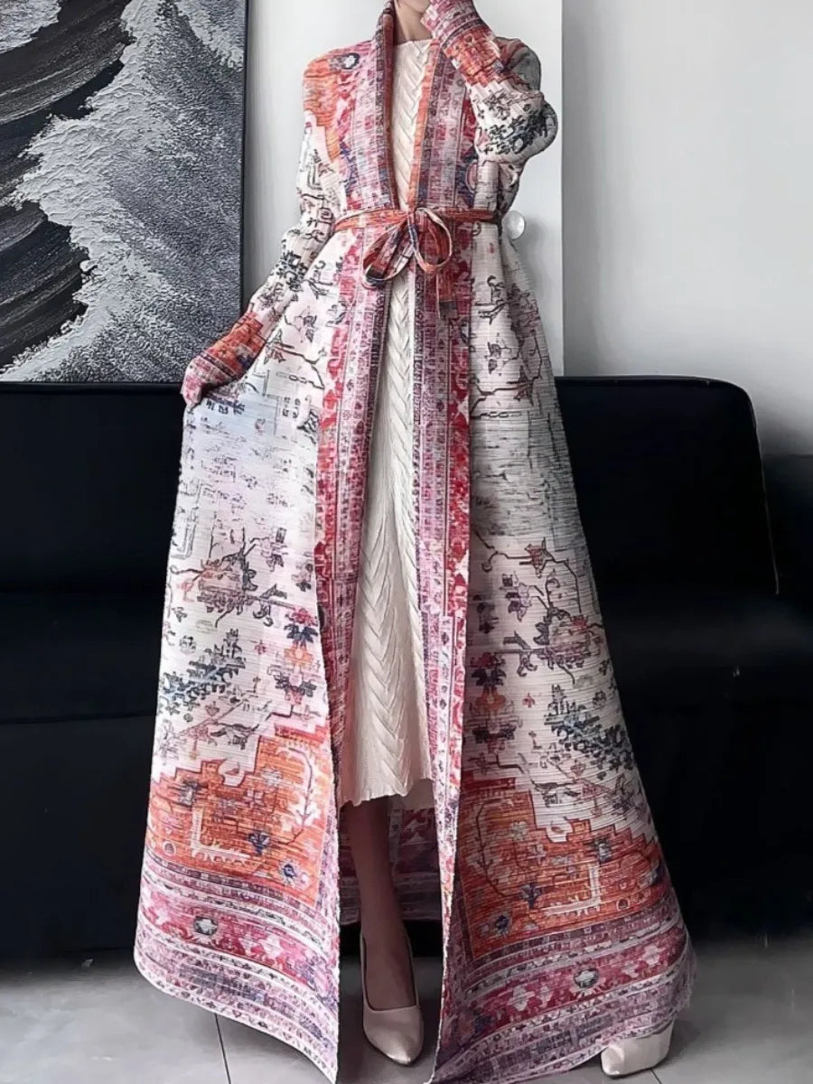 Kimono Abaya Long Rose Chic ceinturé