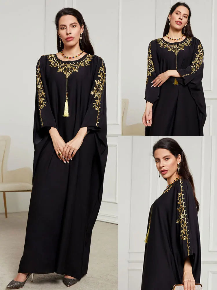 Kimono Abaya Noir Raffiné long