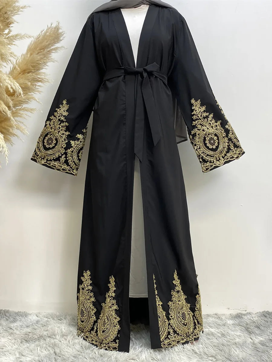 Kimono Abaya Noir et Doré