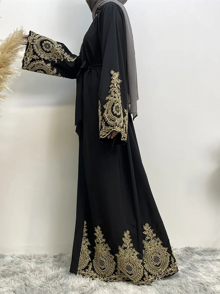 Kimono Abaya Noir et Doré chic