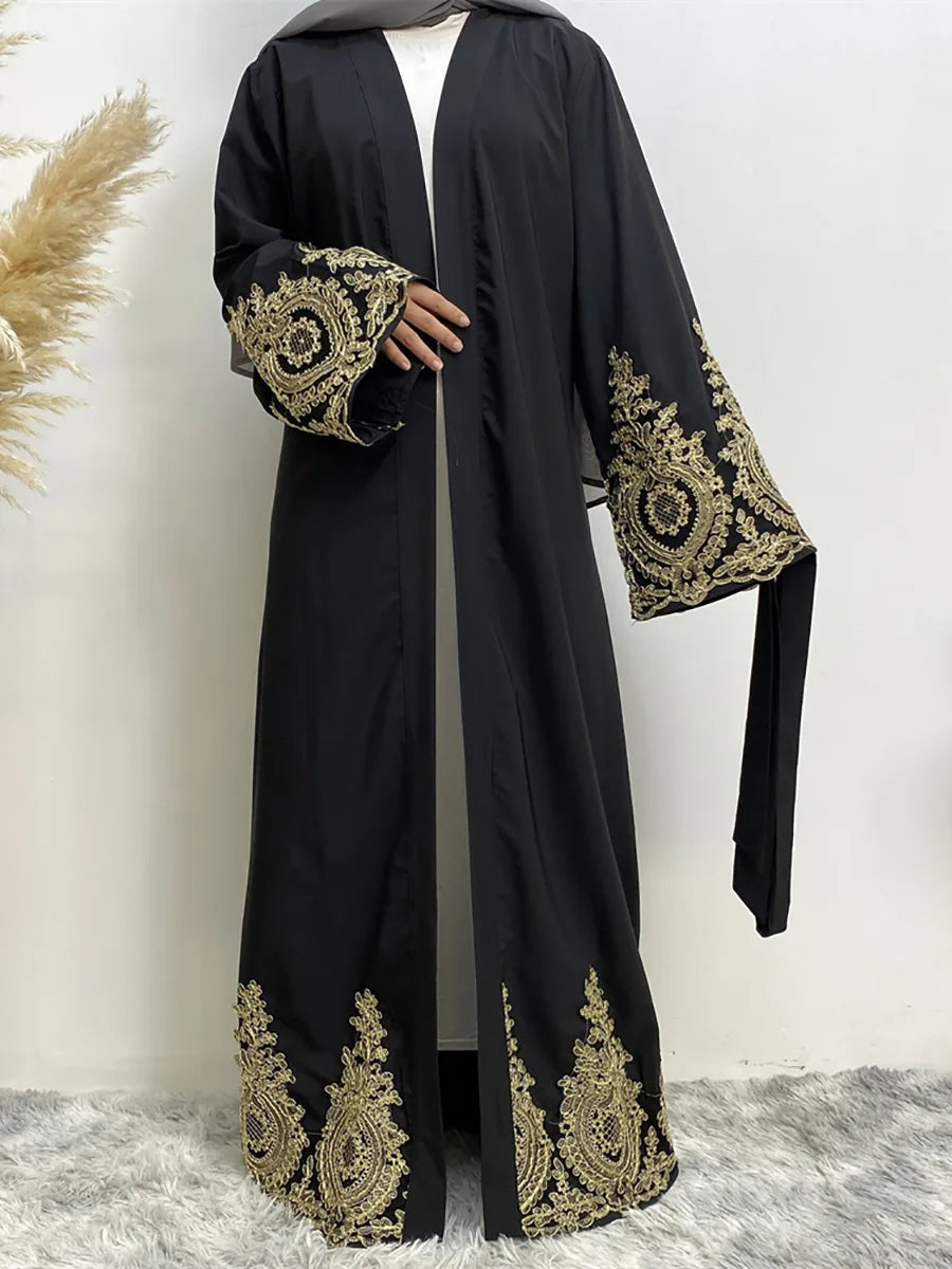 Kimono Abaya Noir et Doré stylé