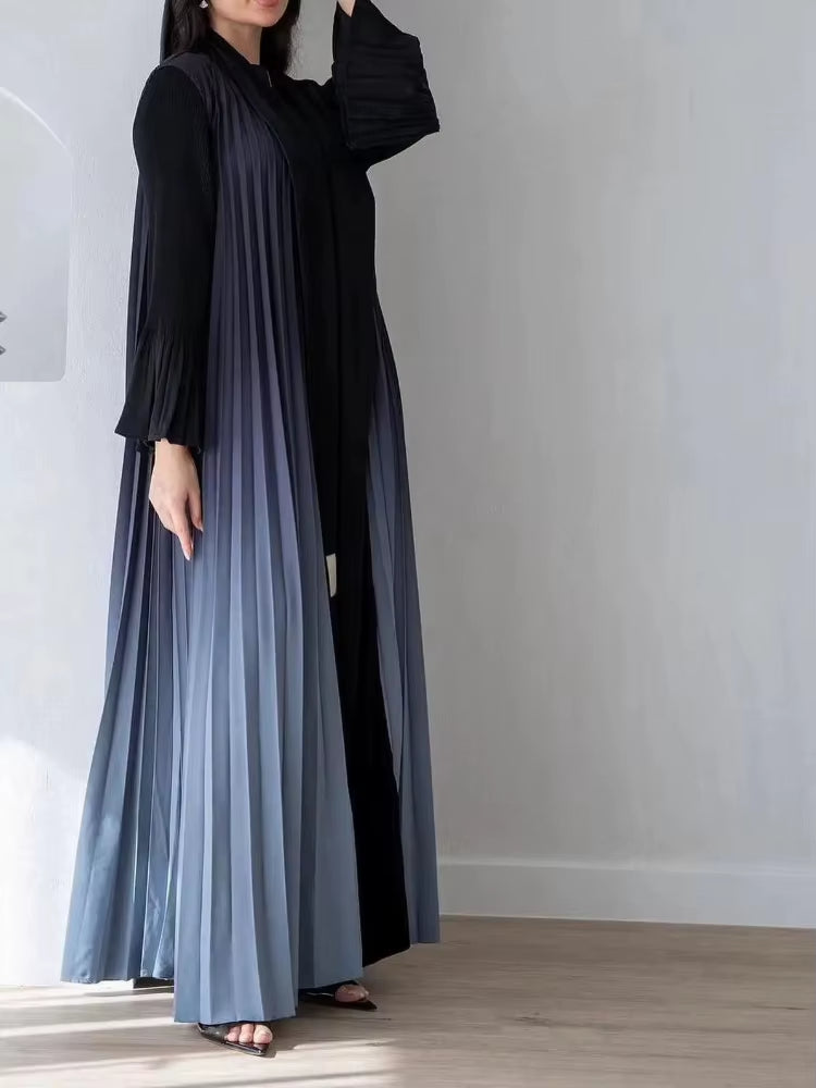 Kimono Abaya Plissé Bleu chic