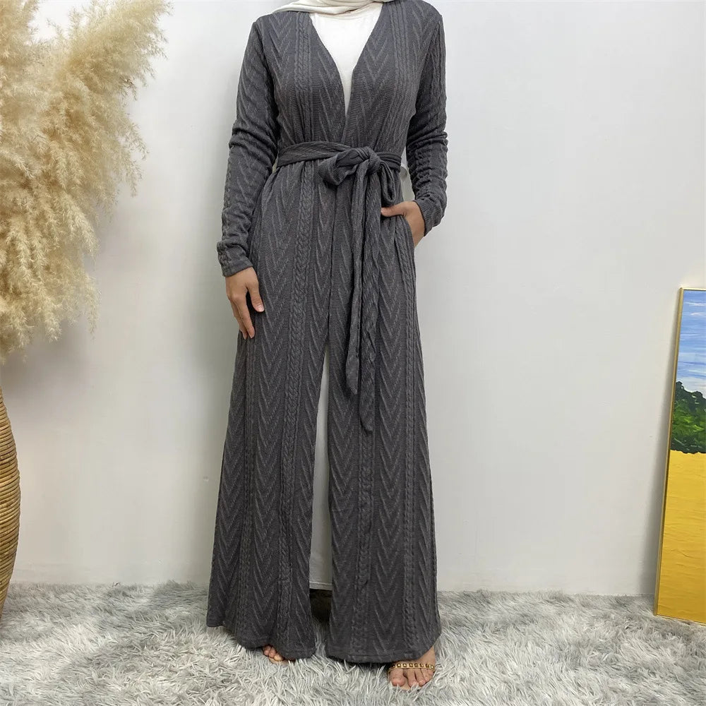 Kimono Abaya Tricoté Gris