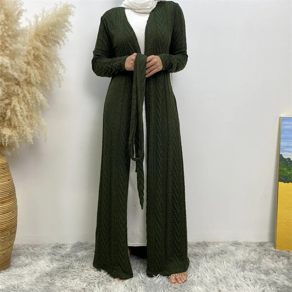 Kimono Abaya Vert Armé Décontracté