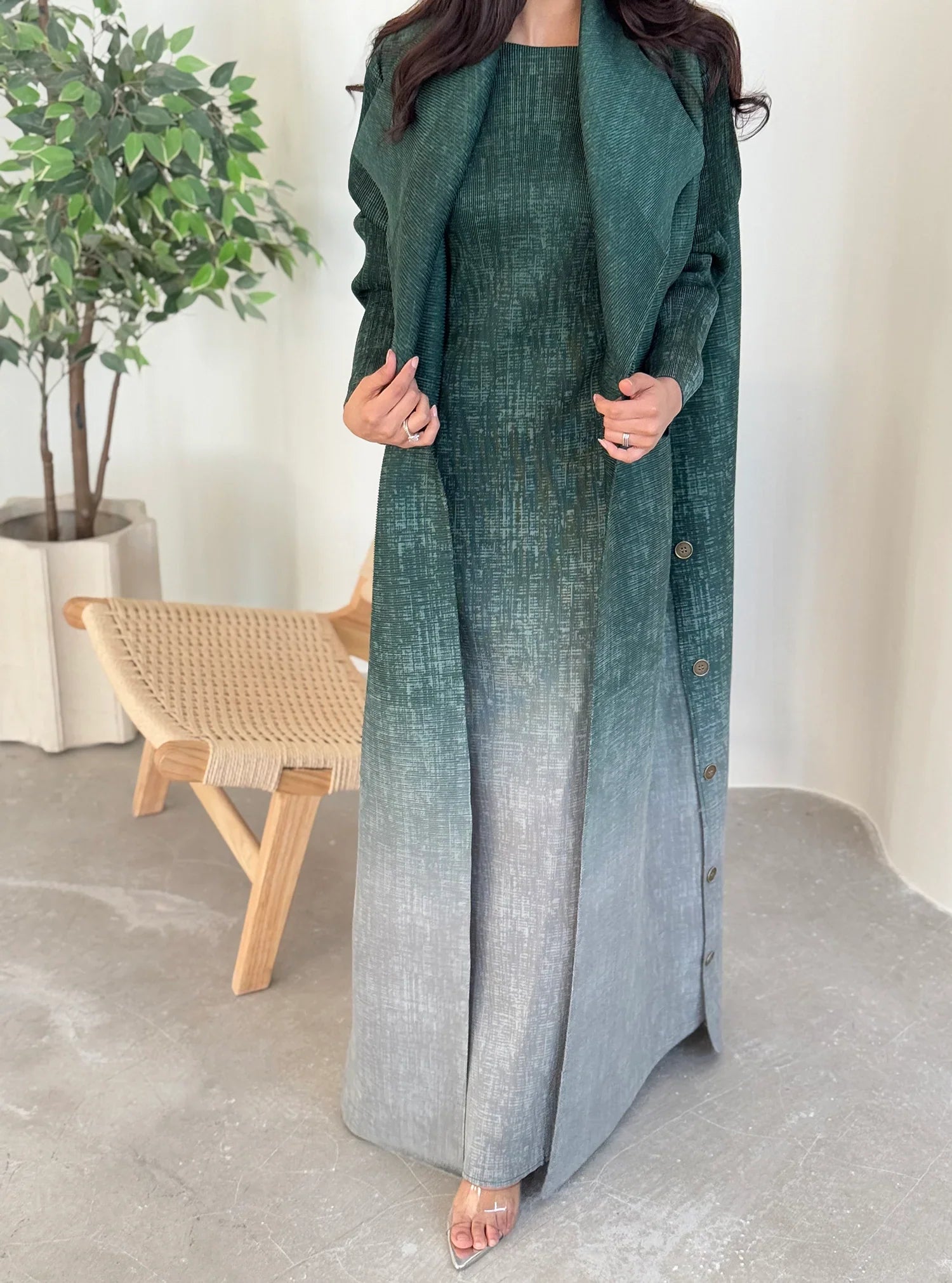 Kimono Abaya Vert Dégradé