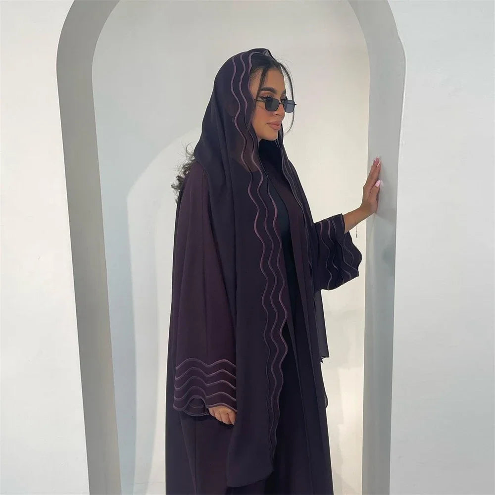 Kimono Abaya et Hijab Mauve chic