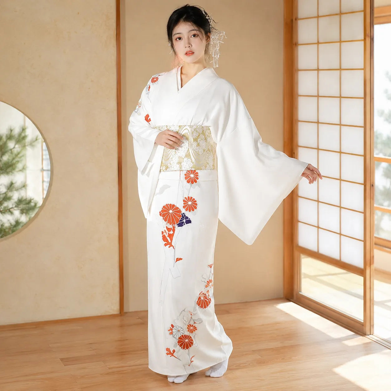Kimono Blanc Femme Traditionnel