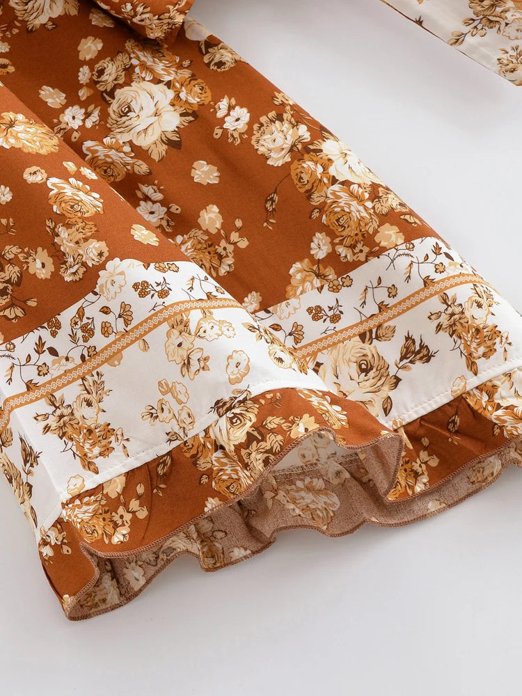 Kimono Court Bohème Rétro Fleuri
