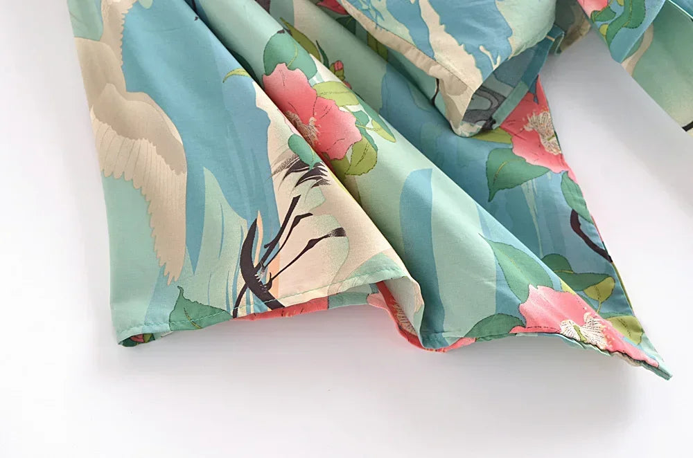 Kimono Court Boho Bleu stylé