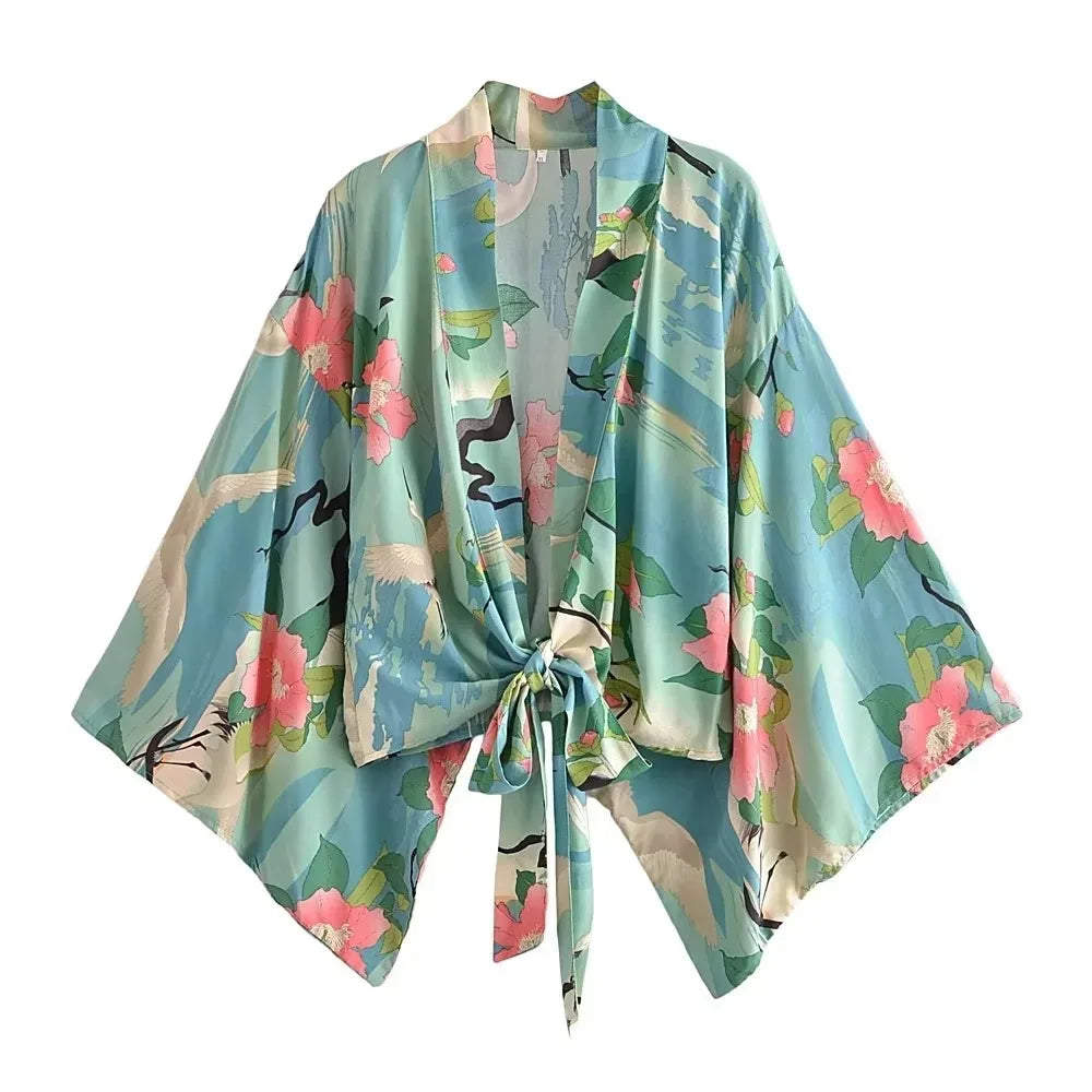 Kimono Court Boho Bleu tendance