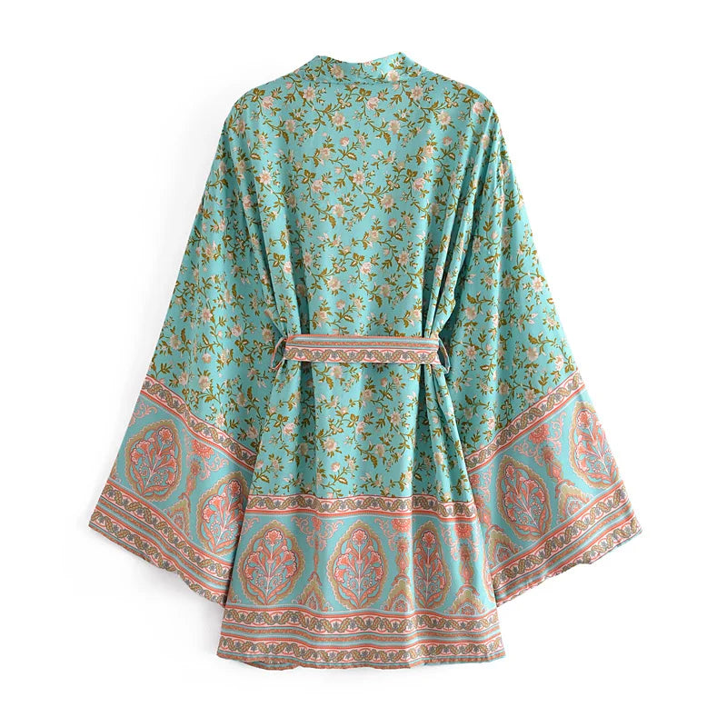 Kimono De Plage Vert Boho tendance