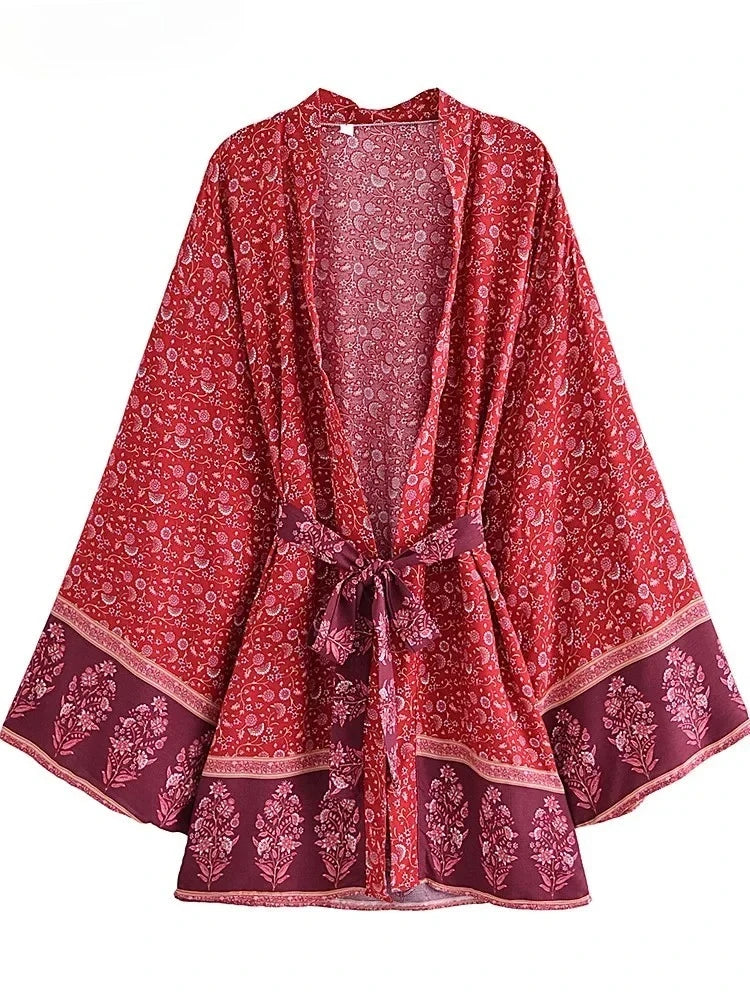 Kimono Fleuri Mi-long Bohème Stylé