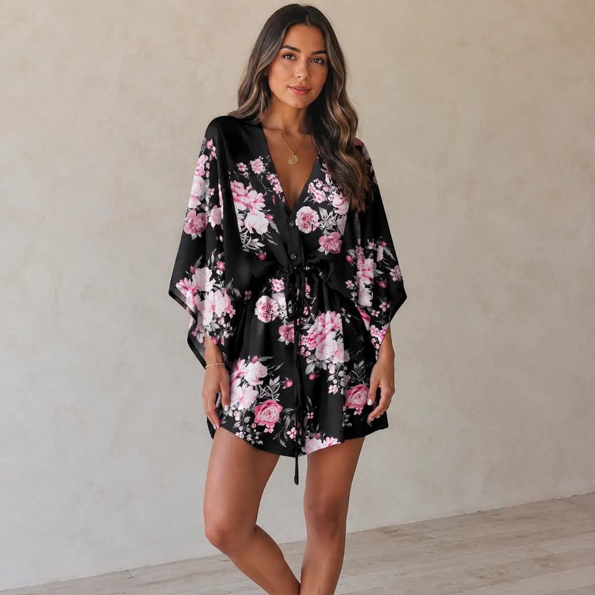 Kimono Fleuri Noir