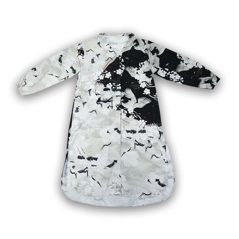 Kimono Japonais Femme Ancien Noir & Blanc
