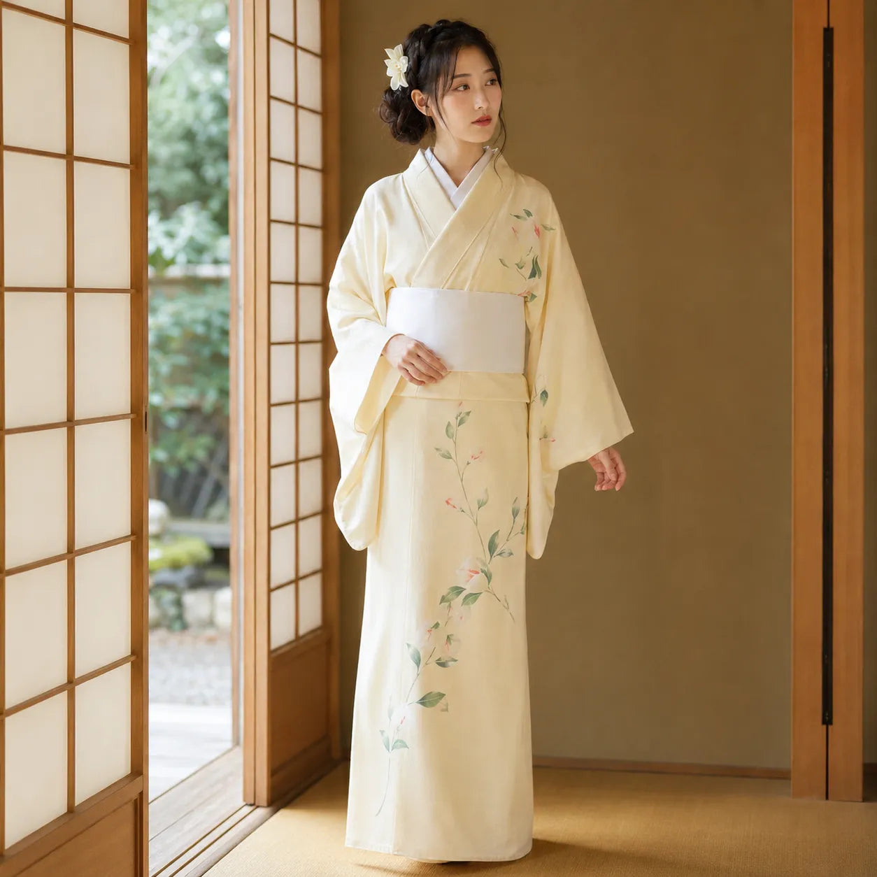 Kimono Japonais Femme Beige