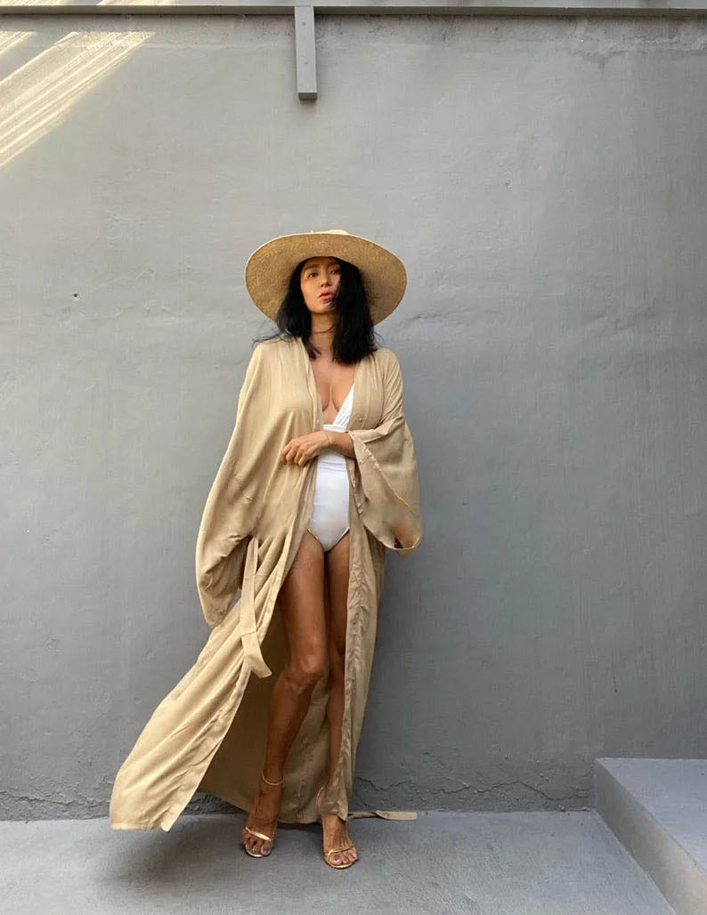 Kimono Long Beige stylé