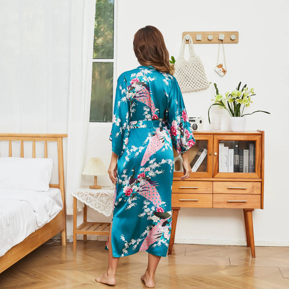 Kimono Long Femme Effet Soyeux Dos