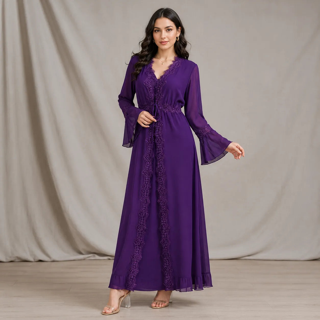 Kimono Long Violet Femme