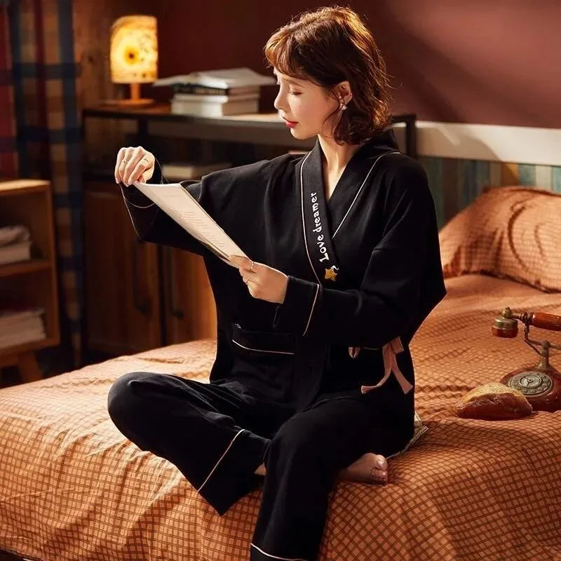Kimono Pyjama Noir Léger