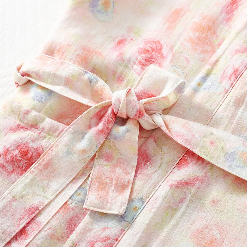 Kimono de Nuit à Motif Floral Ample