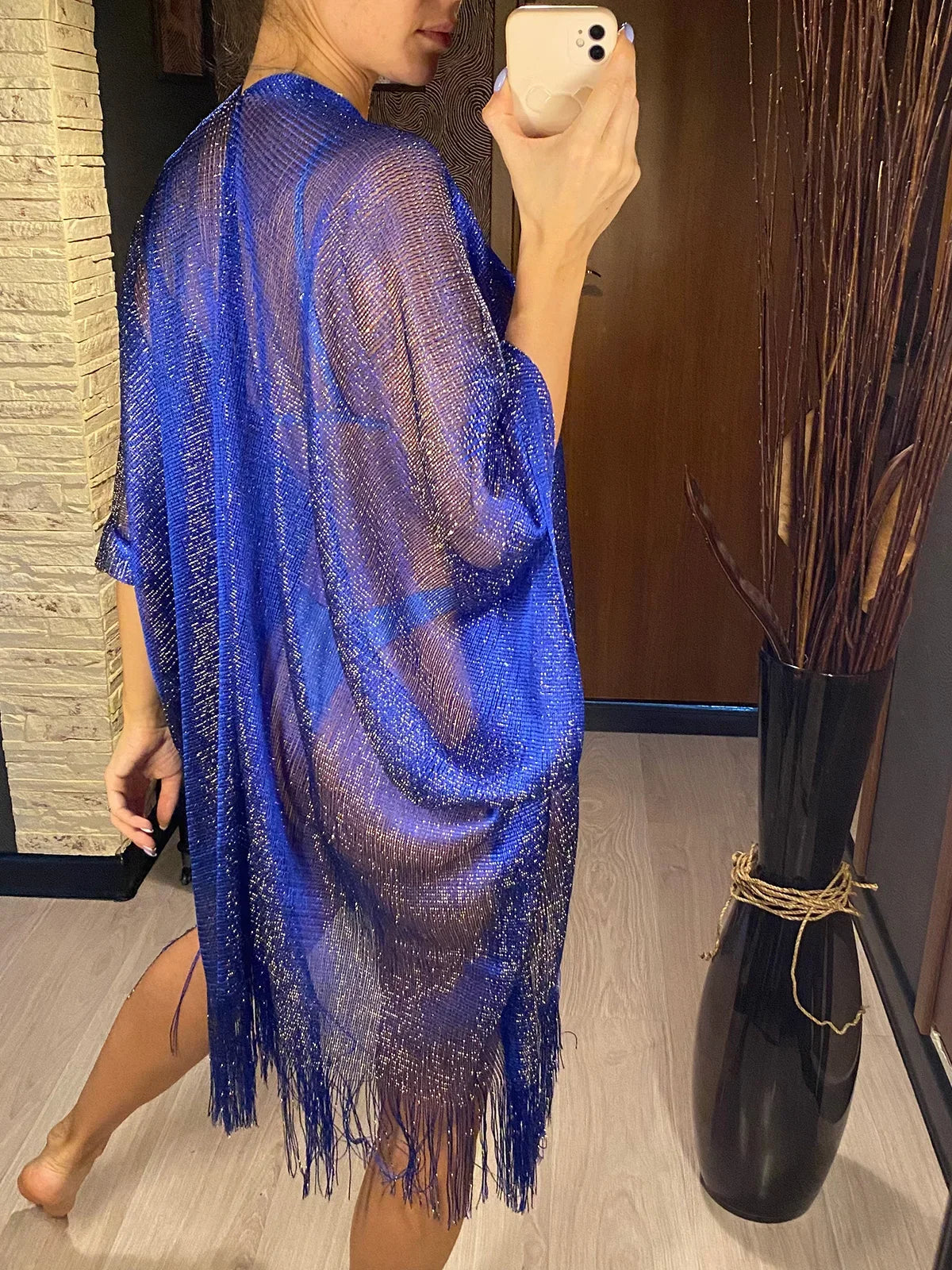 Kimono de Plage Bleu Scintillant tendance